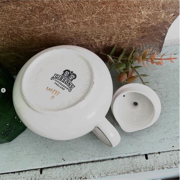 Vintage Hector Gibsons Staffordshire Teapot Tea Kettle Floral Red Rose England - Picture 8 of 8